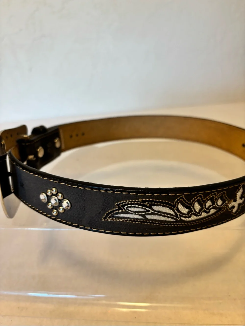 Nocona Belt Co Black Western Rhinestone Belt Size 26 Cowgirl Bling